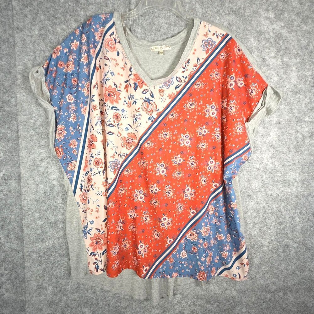 Tru Self Women's Blouse Cap Sleeve Pullover Multi Color Size 30/32 Boho Casual